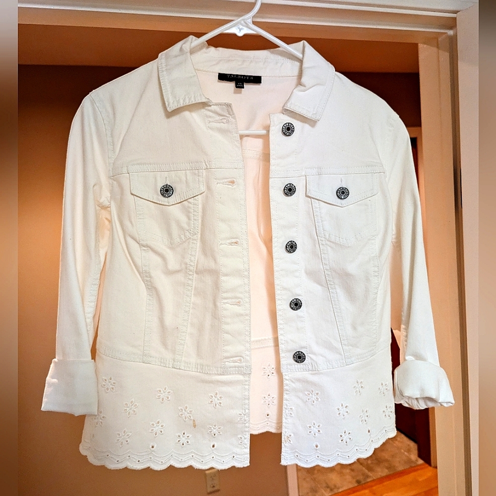 Talbots Jean Jacket - White - XS
